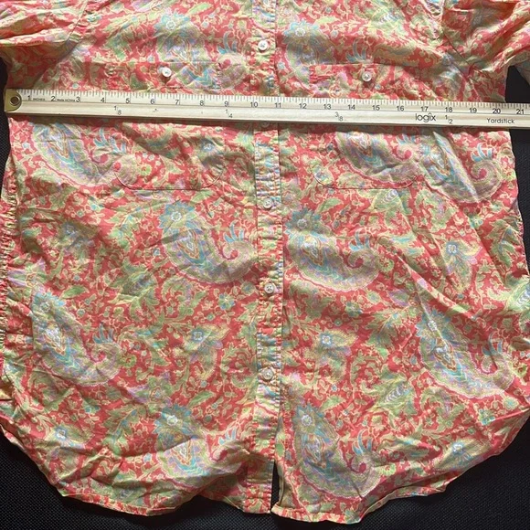 Lauren Ralph Lauren Colorful Orange Paisley Shirt - Picture 11 of 13